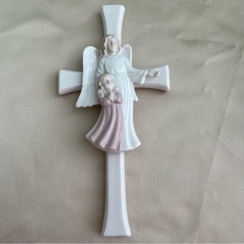 Fine Porcelain Cross Guardian Angel